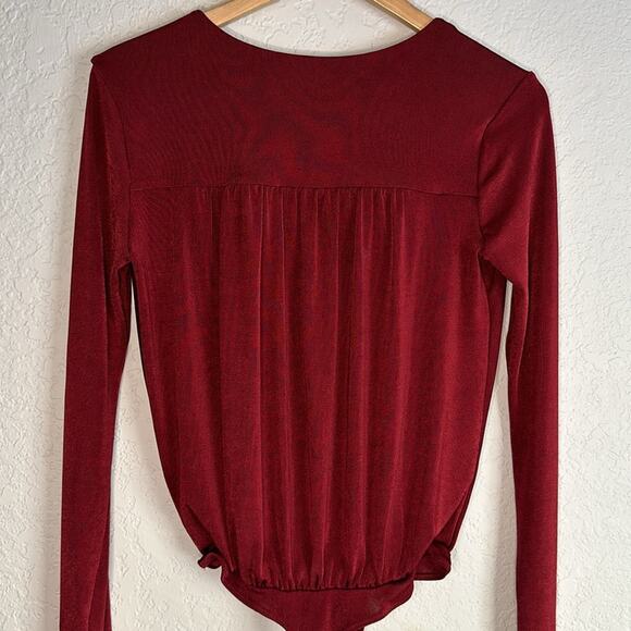 Intimately Free People Burgundy Red Fall Vampire Bodysuit Dark Goth Boho Indie - Picture 5 of 6